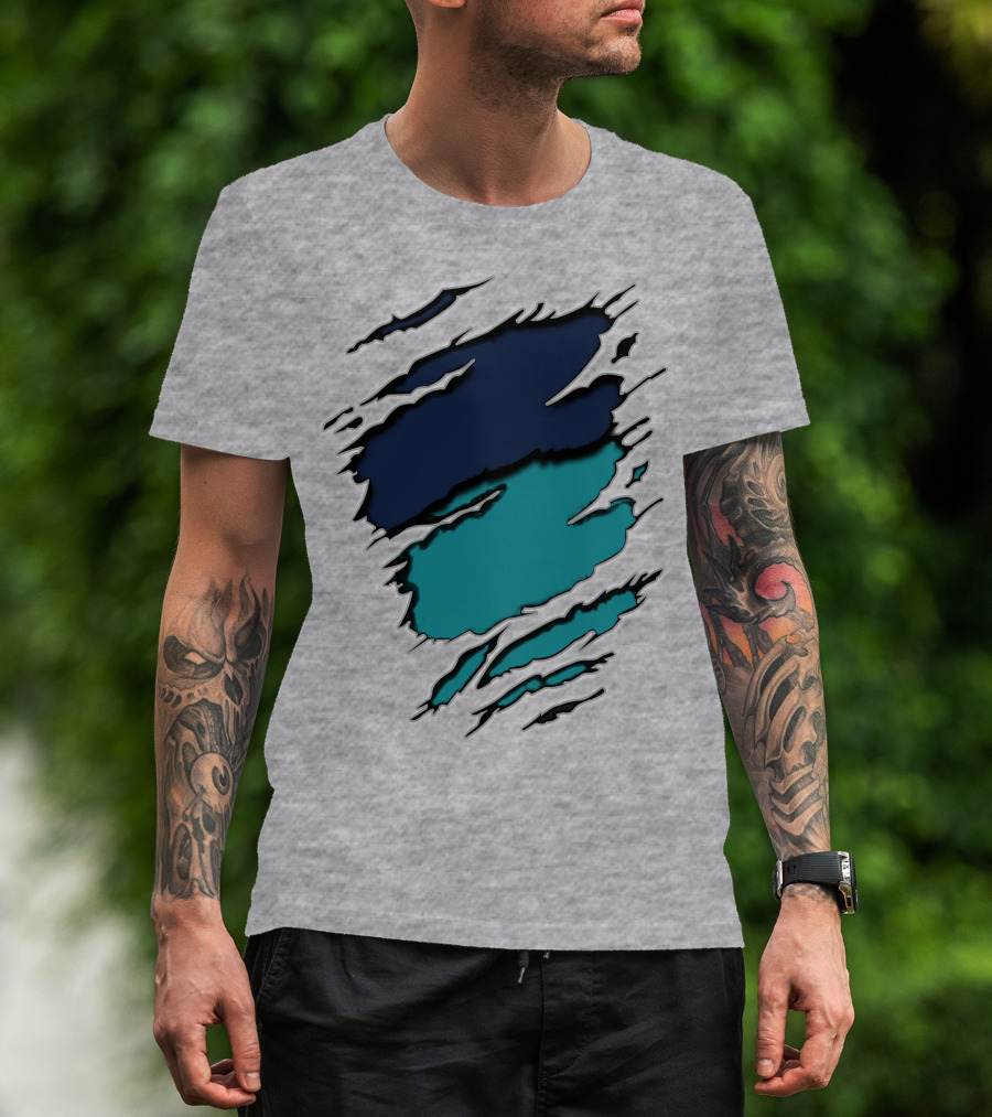 7Do Ya Ripped Claw Marks Midnight Teal T-Shirt