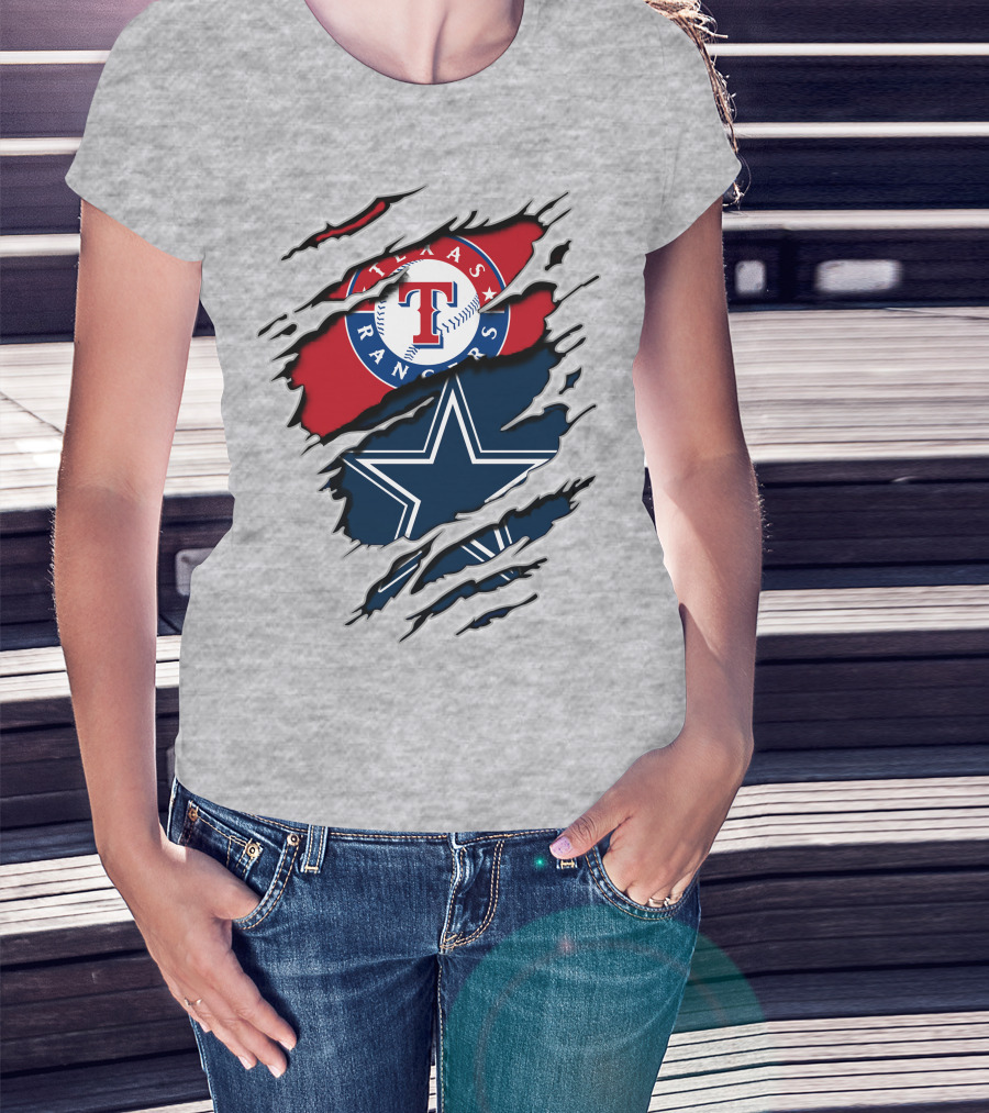 Texas Rangers Dallas Cowboys Logo Mashup T-Shirt