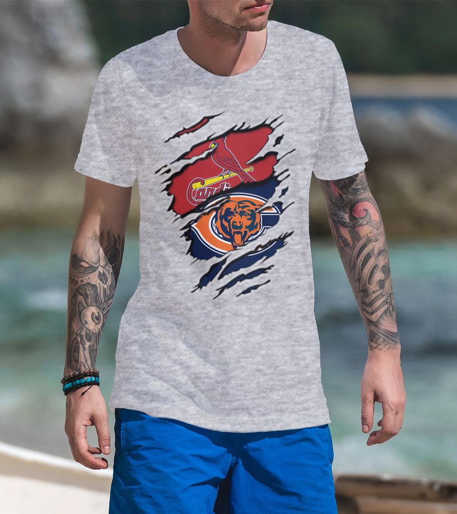 Chicago Bears And St. Louis Cardinals Team Logos T-Shirt