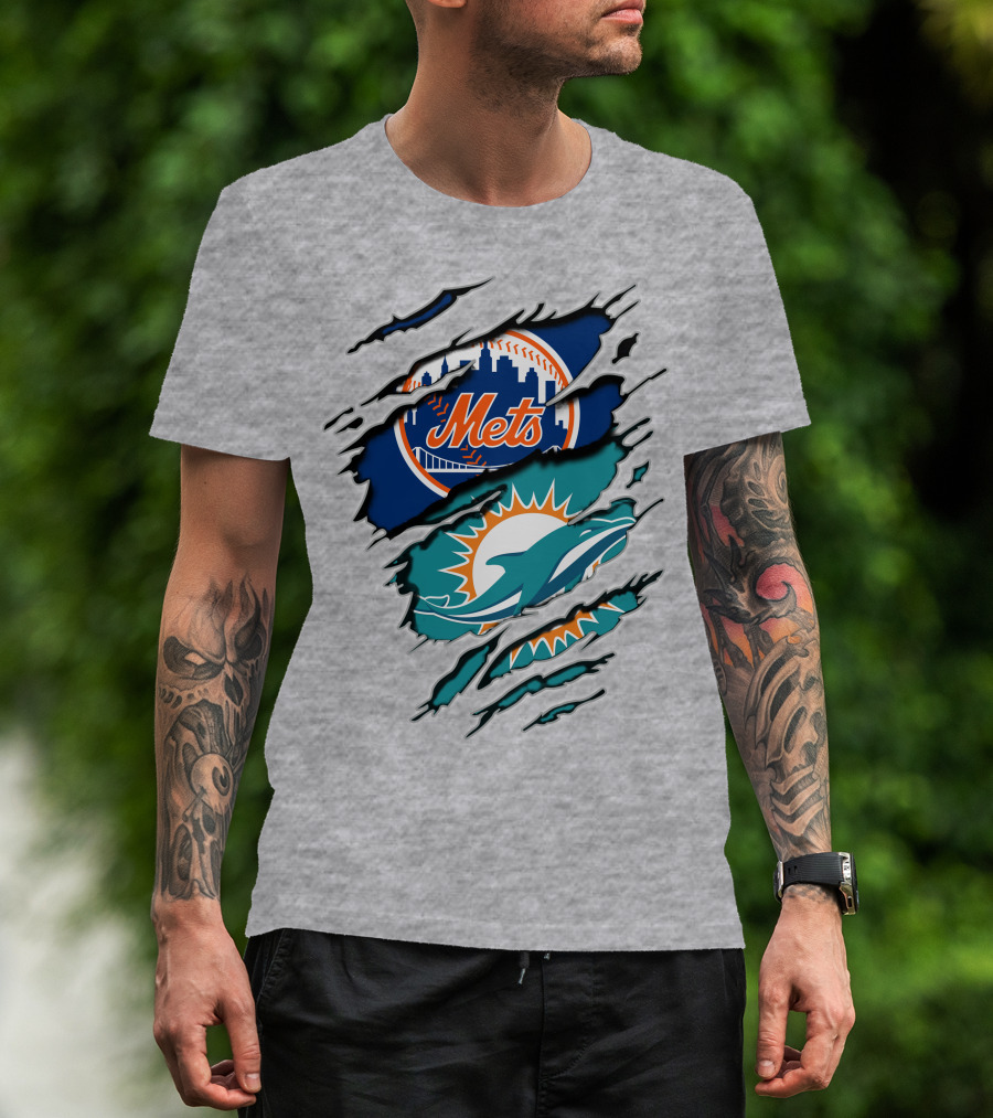 Mets Dolphins Crossover Sports Fan T-Shirt