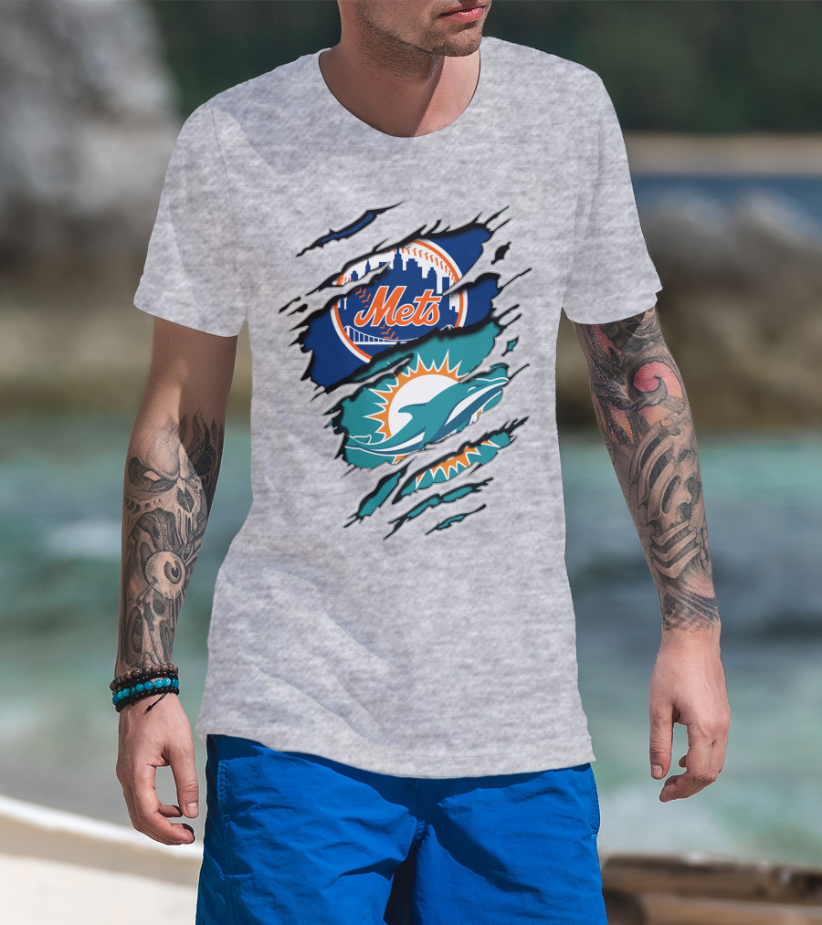 Mets Dolphins Crossover Sports Fan T-Shirt