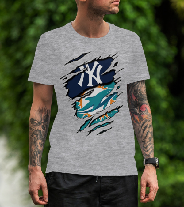 New York Yankees Miami Dolphins Torn Layered T-Shirt