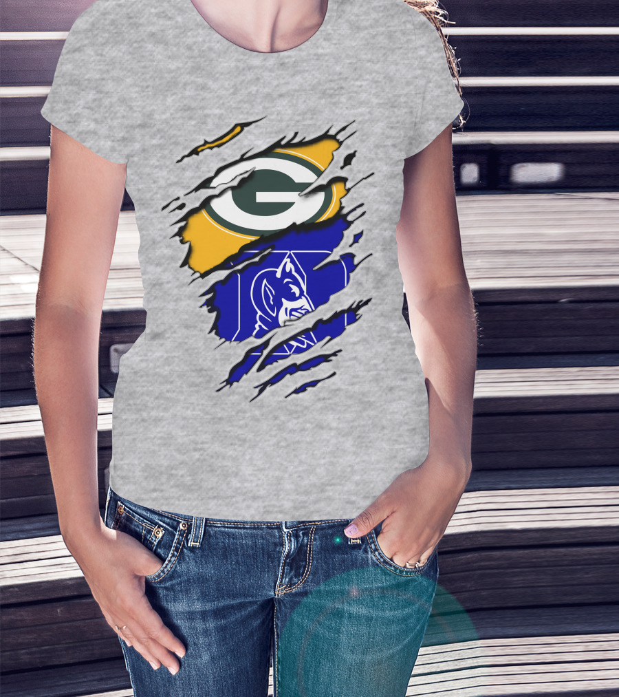Green Bay Packers Duke Blue Devils Fusion T-Shirt