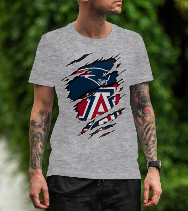 New England Patriots Arizona Wildcats Claw Rip T-Shirt