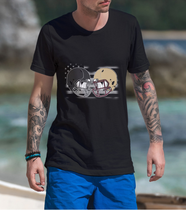 Bucca Semi American Football Helmets Flag T-Shirt