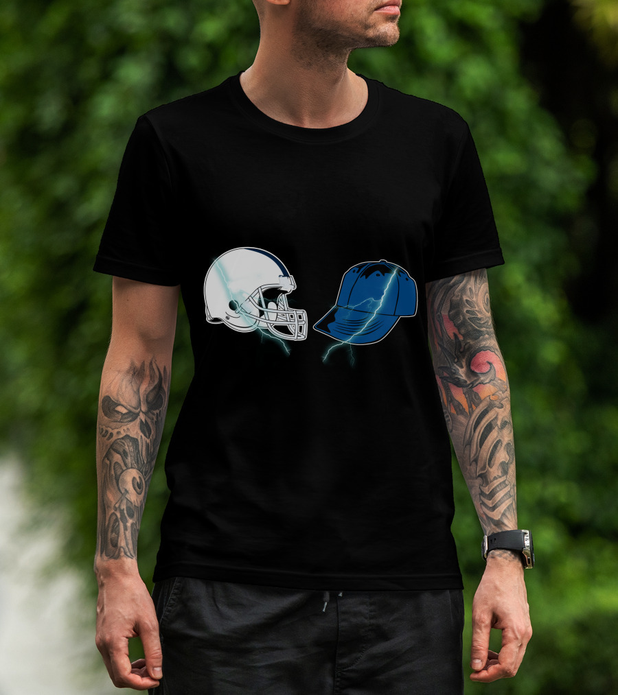 Football Helmet Cap Lightning Showdown T-Shirt