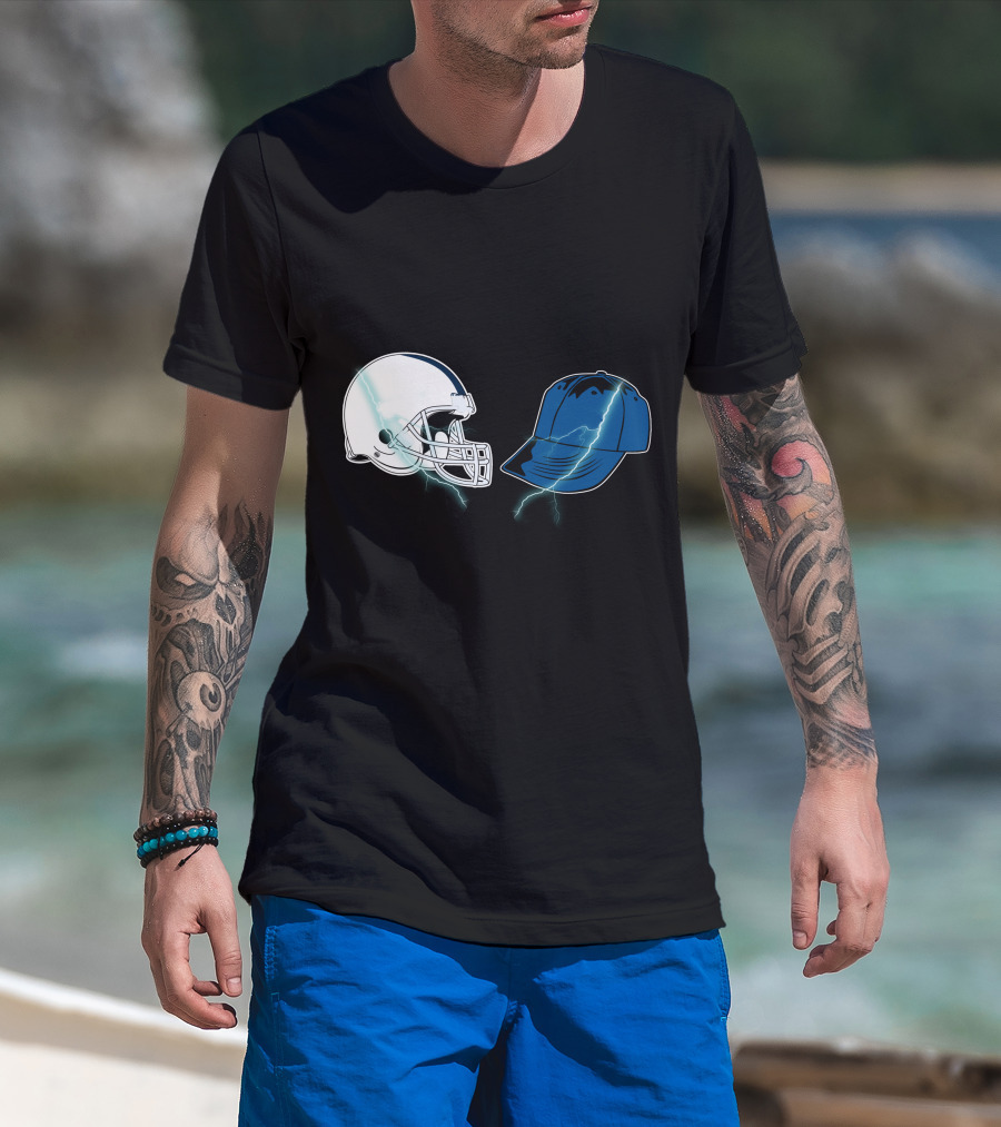 Football Helmet Cap Lightning Showdown T-Shirt