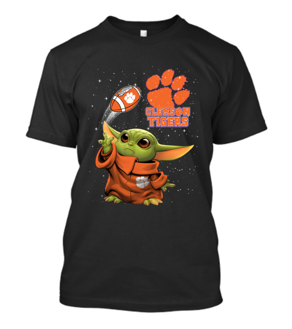 Clemson Tigers Baby Yoda Football Fan Star Wars Crossover T-Shirt