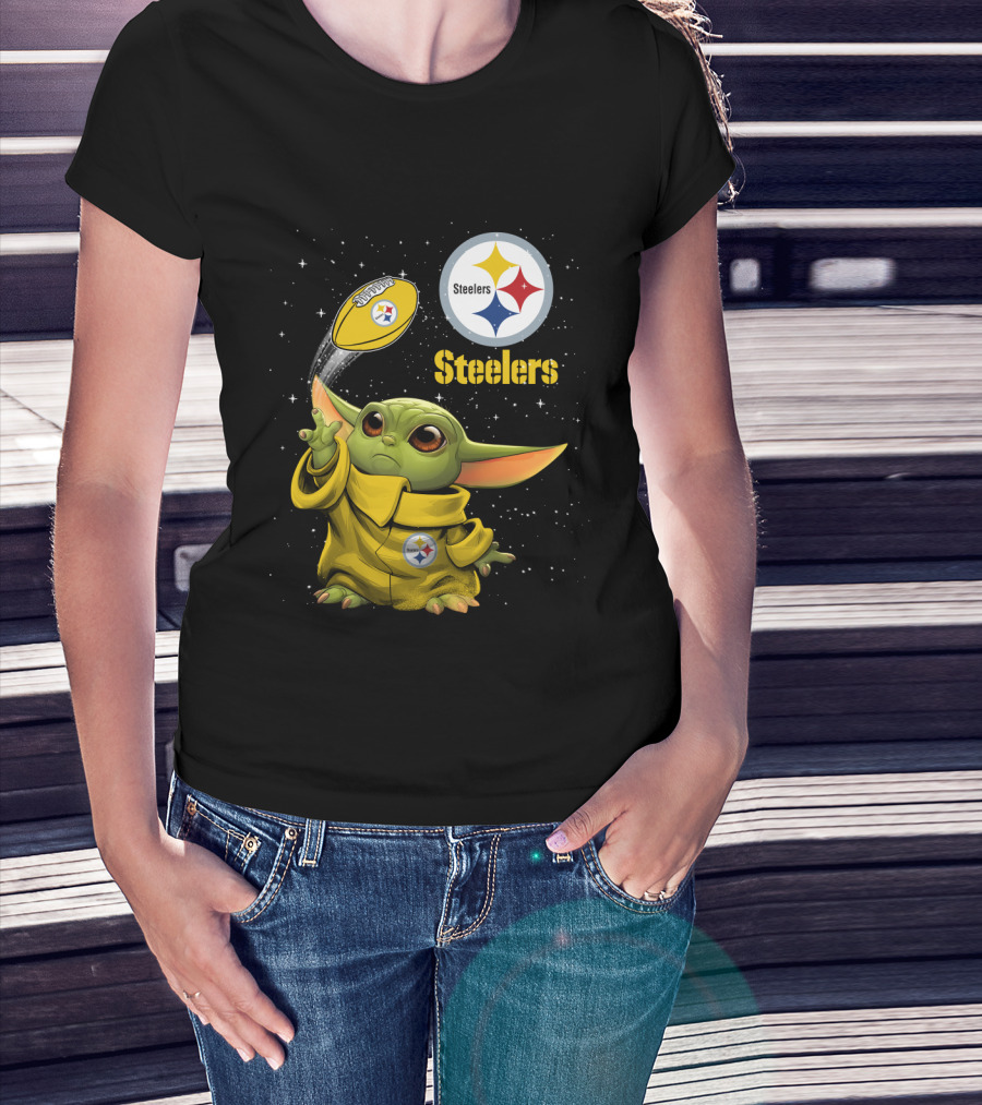 Baby Yoda Steelers Football Star Wars Grogu Pittsburgh NFL Fan Gear T-Shirt