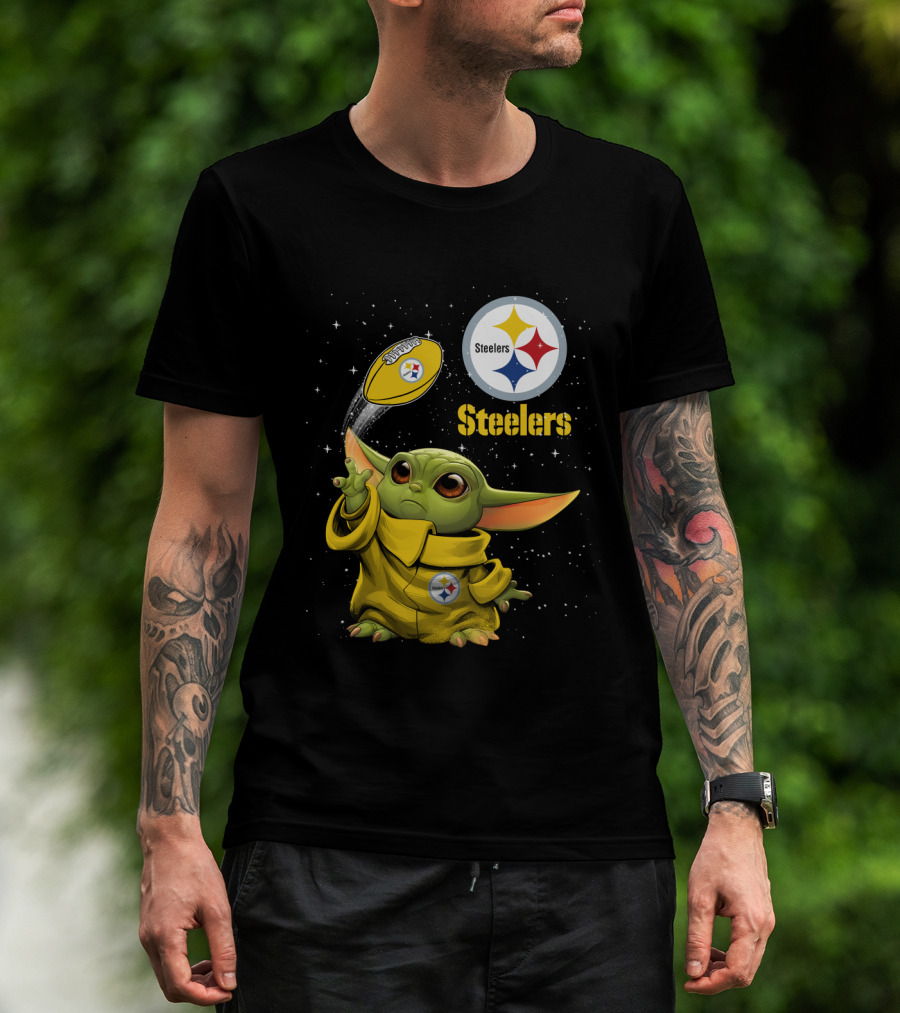 Baby Yoda Steelers Football Star Wars Grogu Pittsburgh NFL Fan Gear T-Shirt