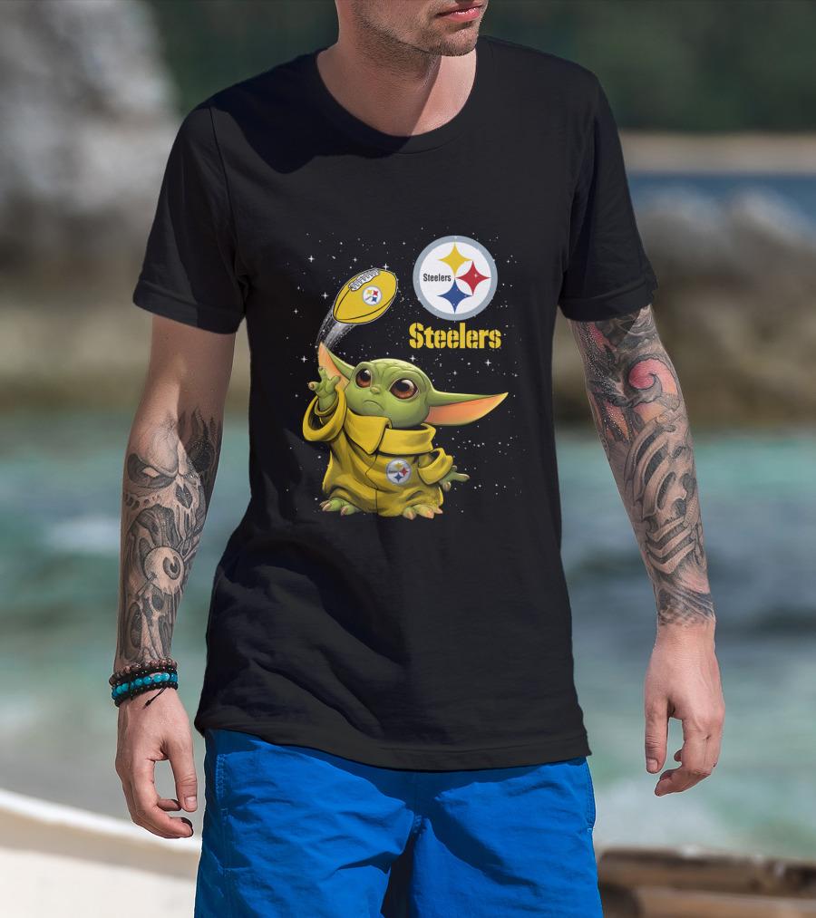 Baby Yoda Steelers Football Star Wars Grogu Pittsburgh NFL Fan Gear T-Shirt