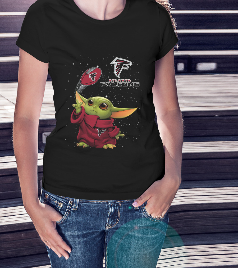 Atlanta Falcons Baby Yoda Star Wars Crossover Football Fan T-Shirt
