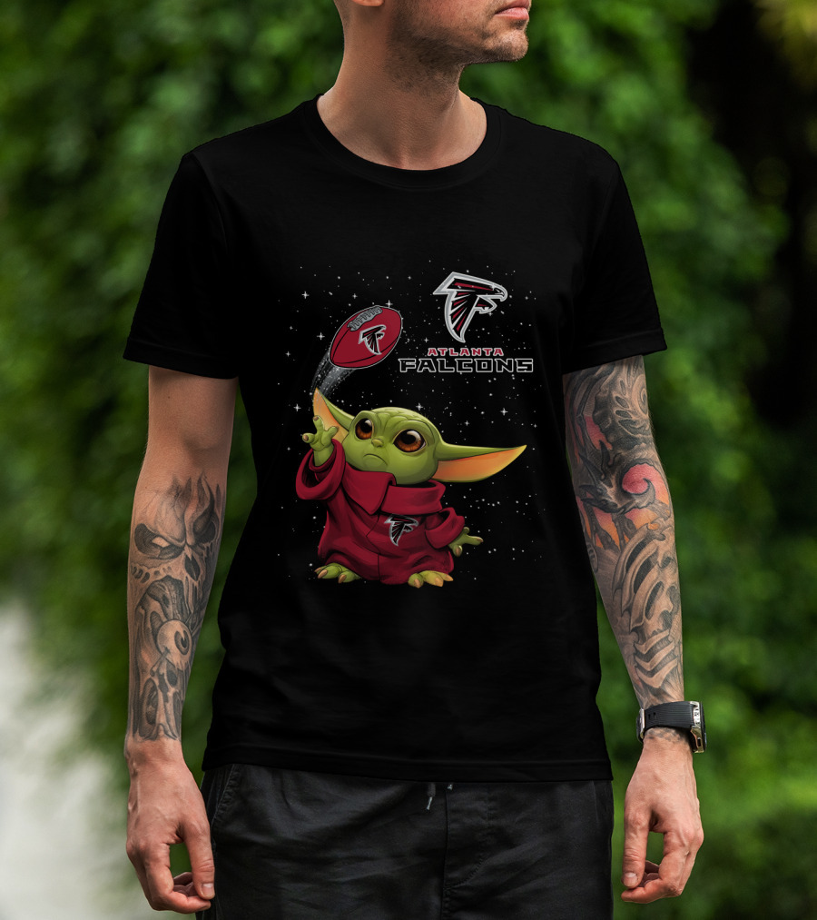 Atlanta Falcons Baby Yoda Star Wars Crossover Football Fan T-Shirt