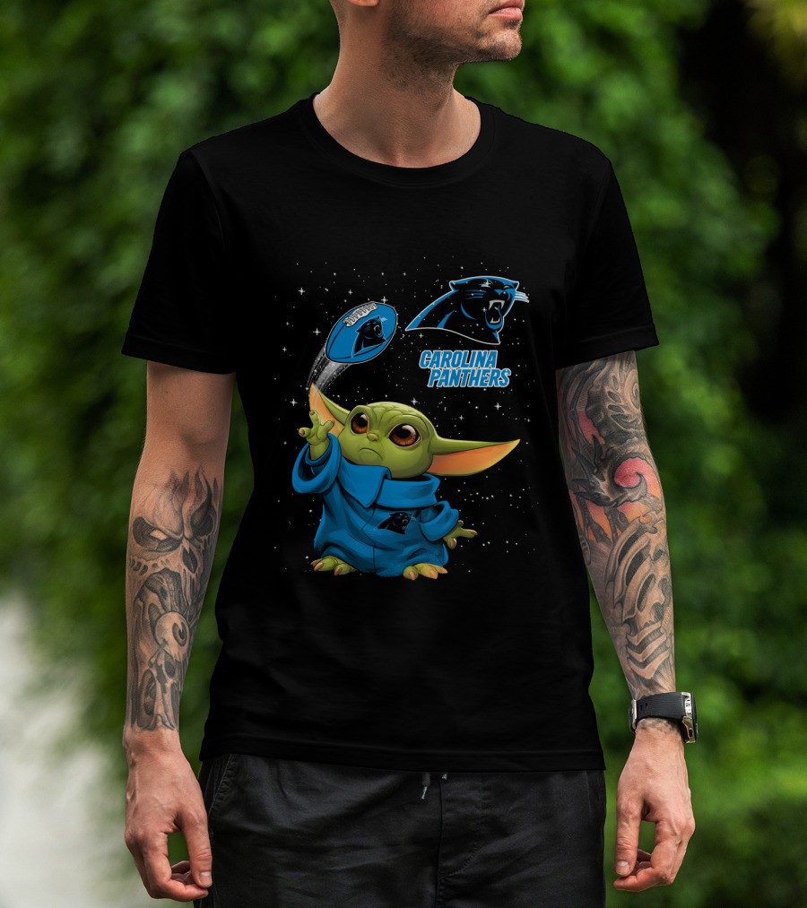Baby Yoda Carolina Panthers Football Force Fan Gear T-Shirt