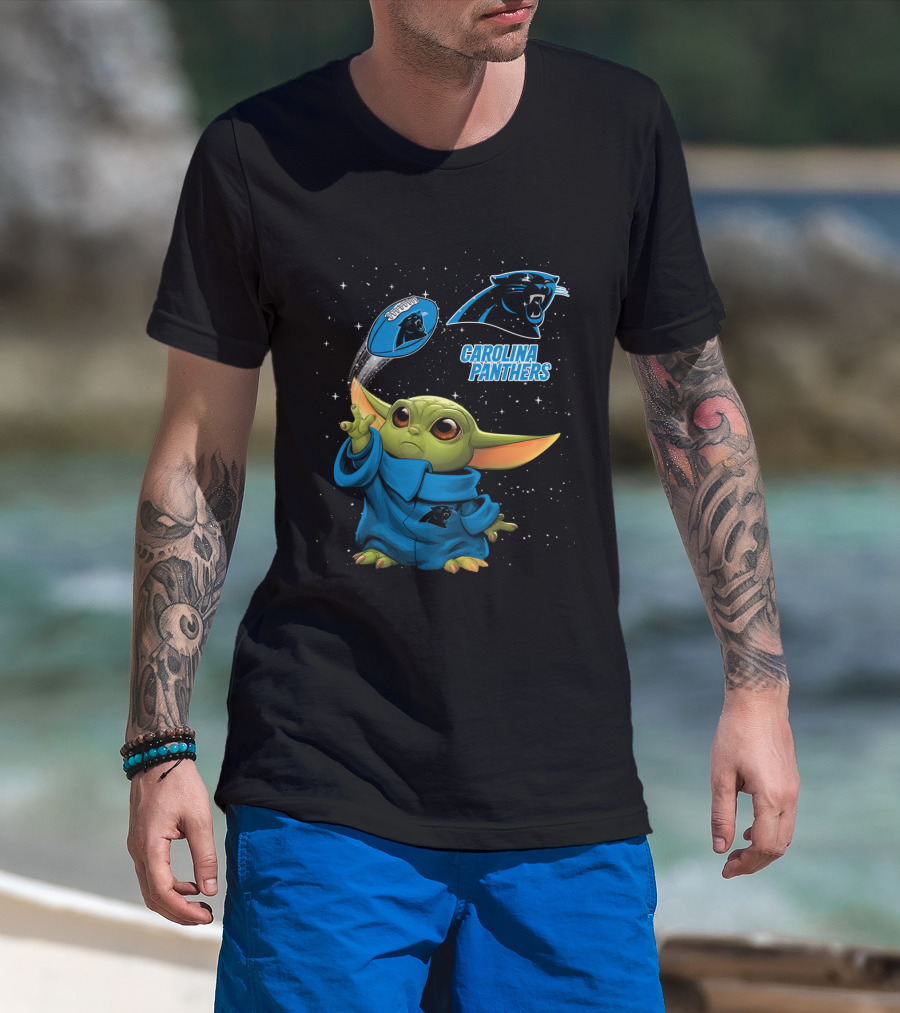 Baby Yoda Carolina Panthers Football Force Fan Gear T-Shirt
