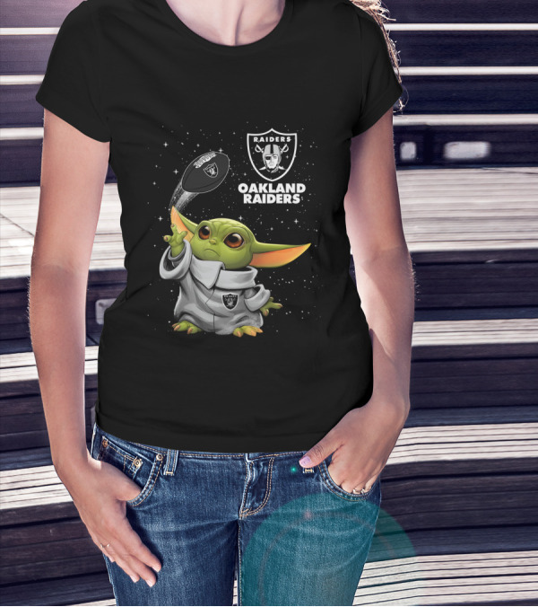 Baby Yoda Oakland Raiders Football Star Wars Fan Merchandise T-Shirt