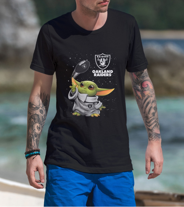 Baby Yoda Oakland Raiders Football Star Wars Fan Merchandise T-Shirt