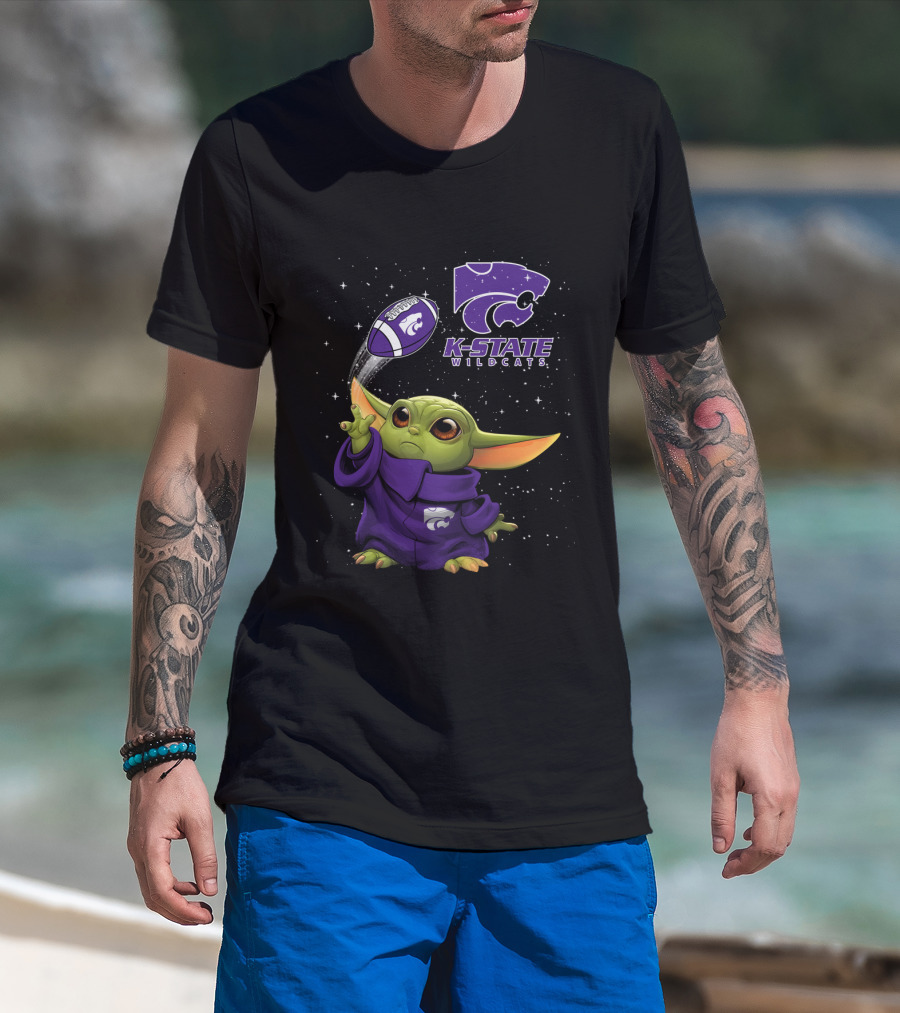 Kansas State Wildcats Baby Yoda Football Magic T-Shirt