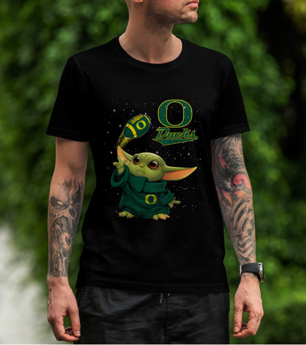 Baby Yoda Oregon Ducks Star Wars Football T-Shirt