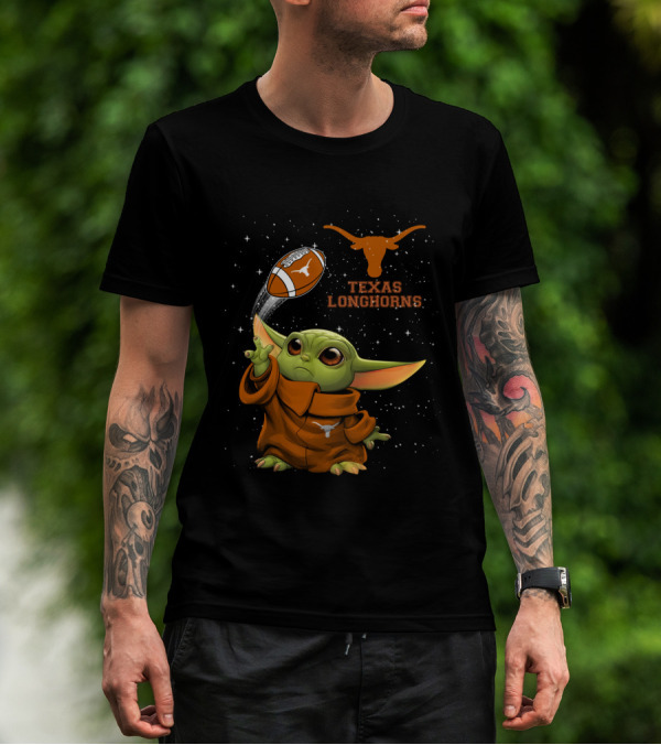 Texas Longhorns Baby Yoda Football T-Shirt