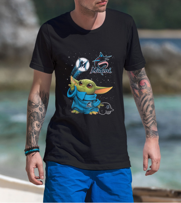 Miami Marlins Baby Alien Starry Baseball Magic T-Shirt