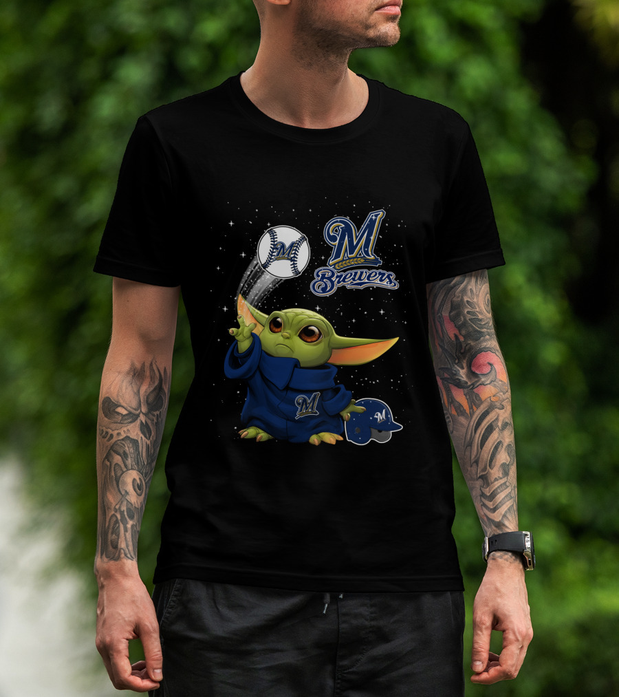 Milwaukee Brewers Baseball Star Creature With Helmet And Ball T-Shirt