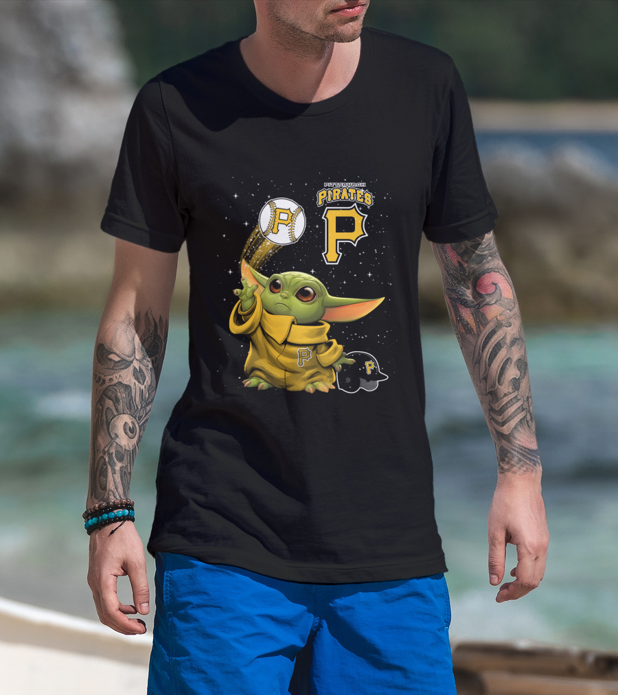 Pittsburgh Pirates Baseball And Adorable Green Character In Yellow Outfit T-Shirt