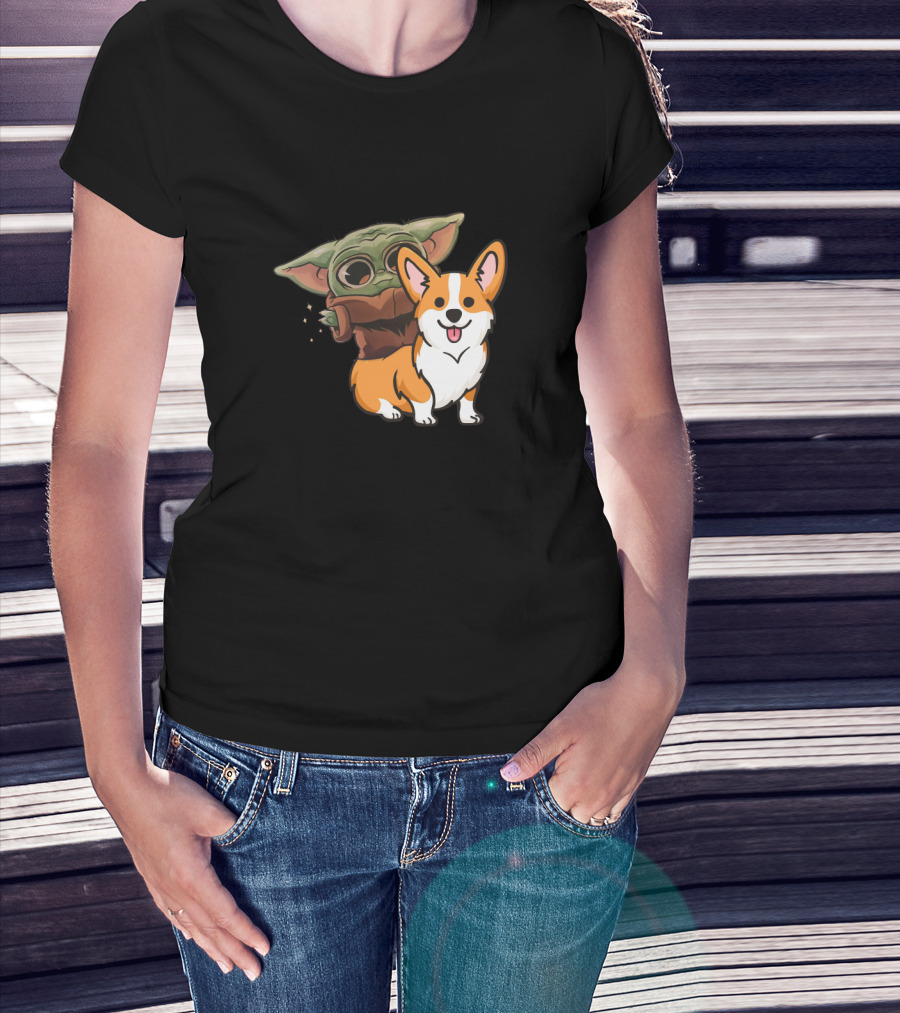 Corgi And Baby Alien Character T-Shirt