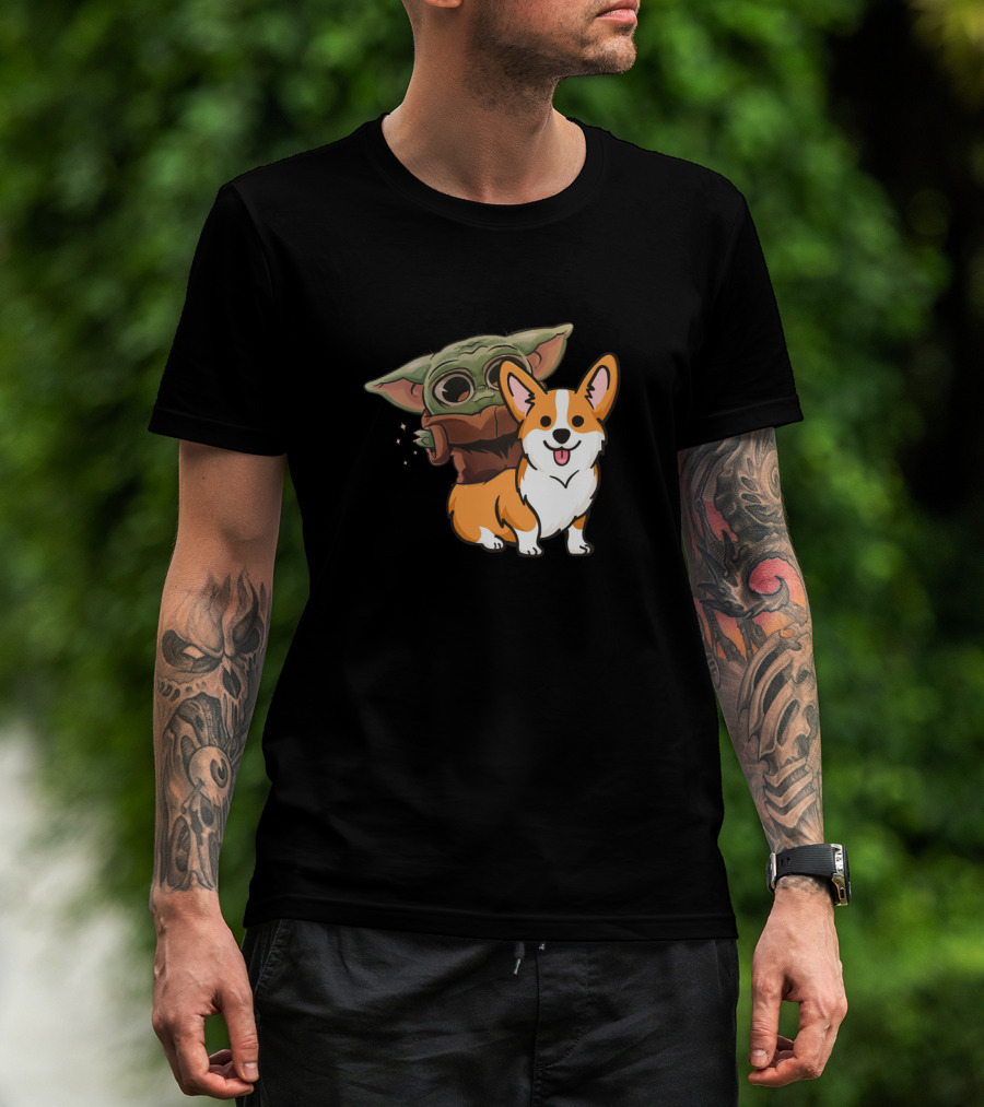 Corgi And Baby Alien Character T-Shirt