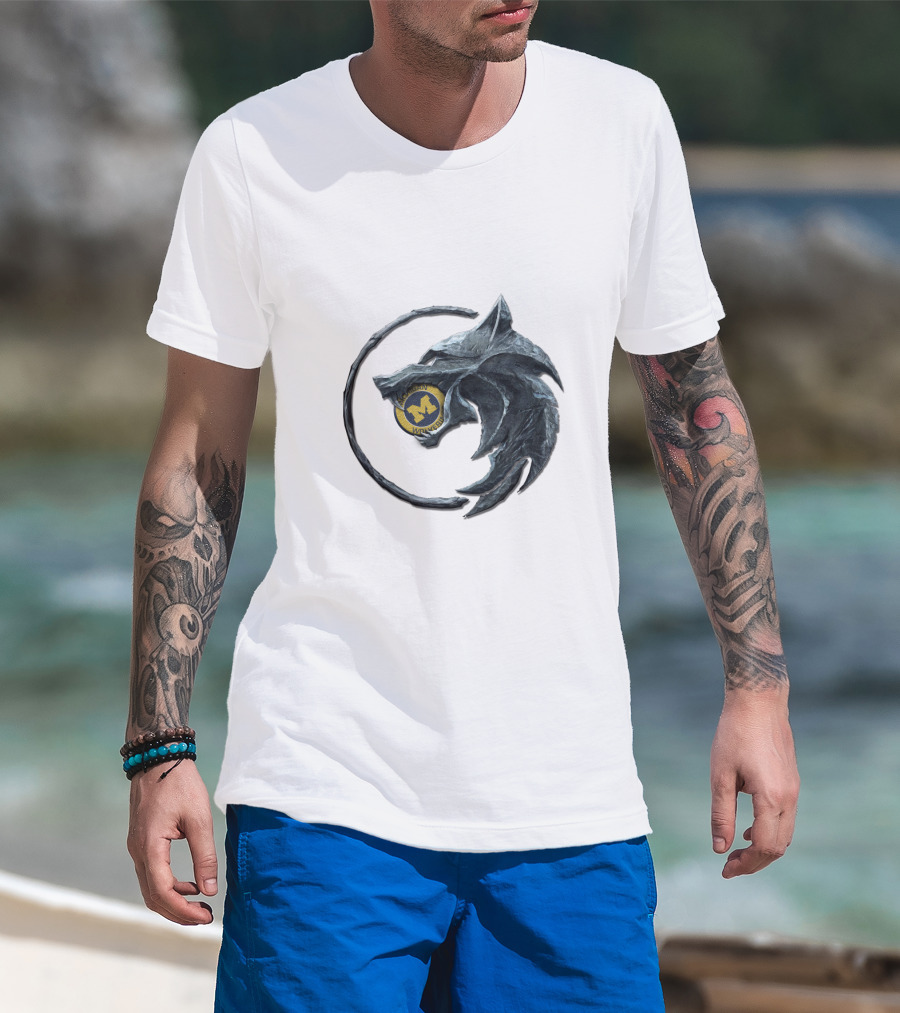 The Witcher Wolf School Emblem With Butterfly Badge T-Shirt