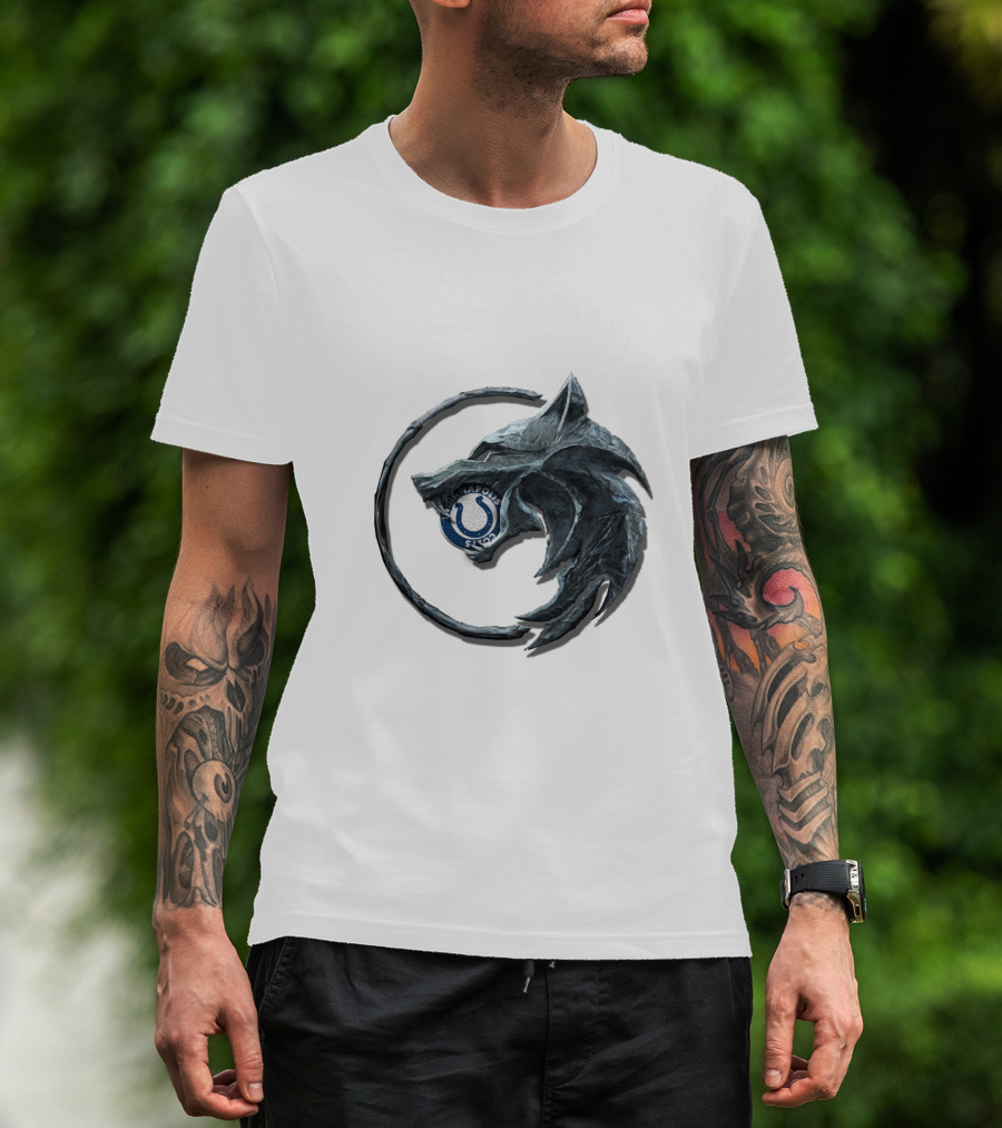 Indianapolis Colts Witcher Wolf Medallion T-Shirt