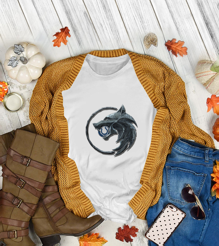 Indianapolis Colts Witcher Wolf Medallion T-Shirt