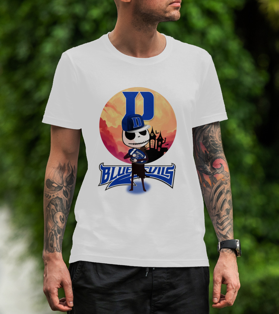 Duke Blue Devils Skeleton Halloween Scene T-Shirt