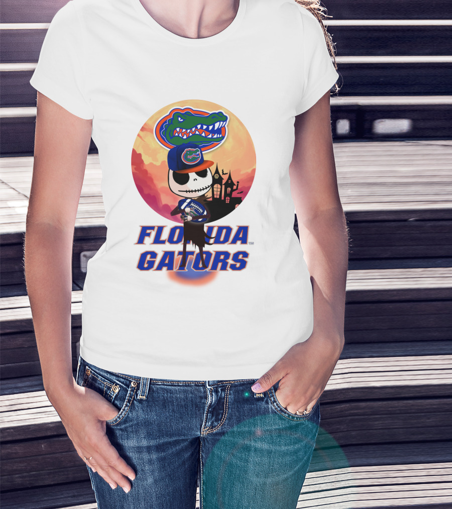 Florida Gators Jack Skellington Sunset Scene T-Shirt