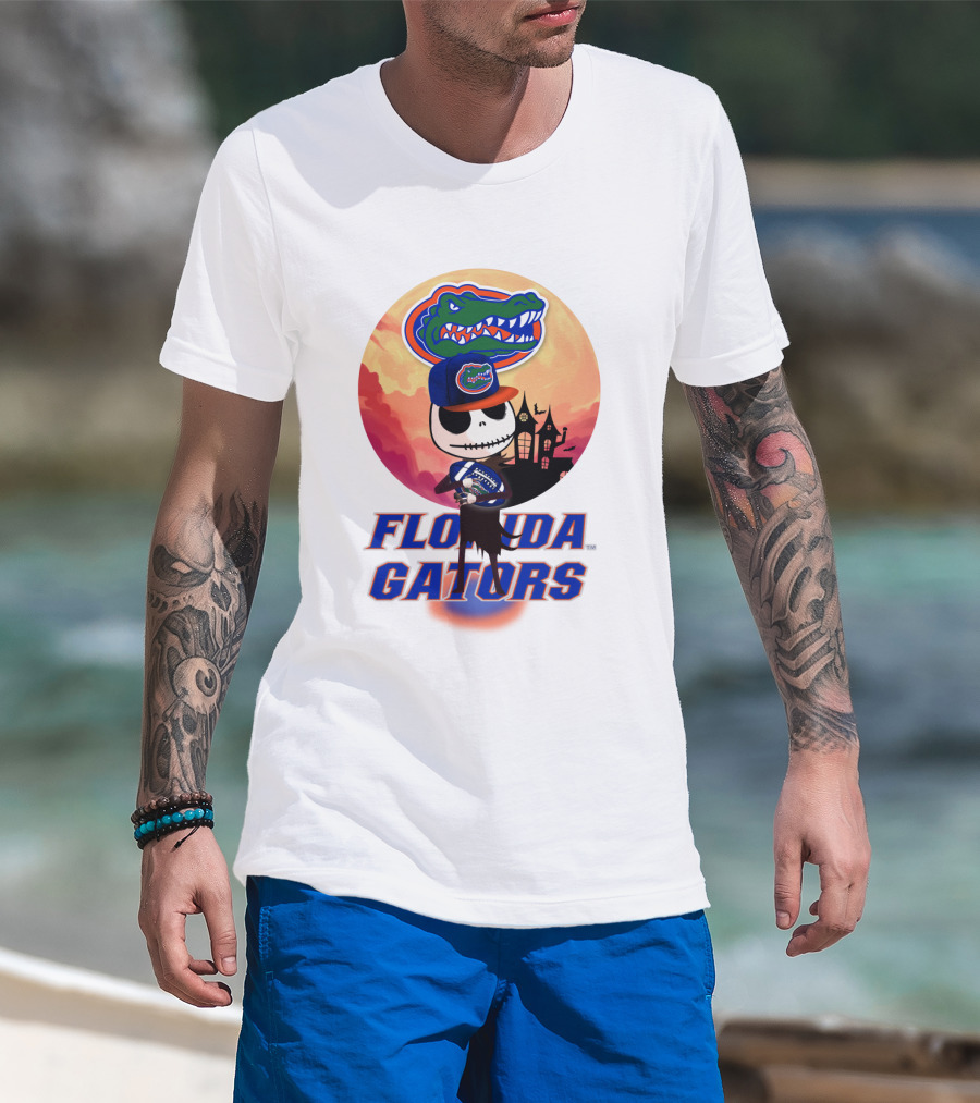 Florida Gators Jack Skellington Sunset Scene T-Shirt