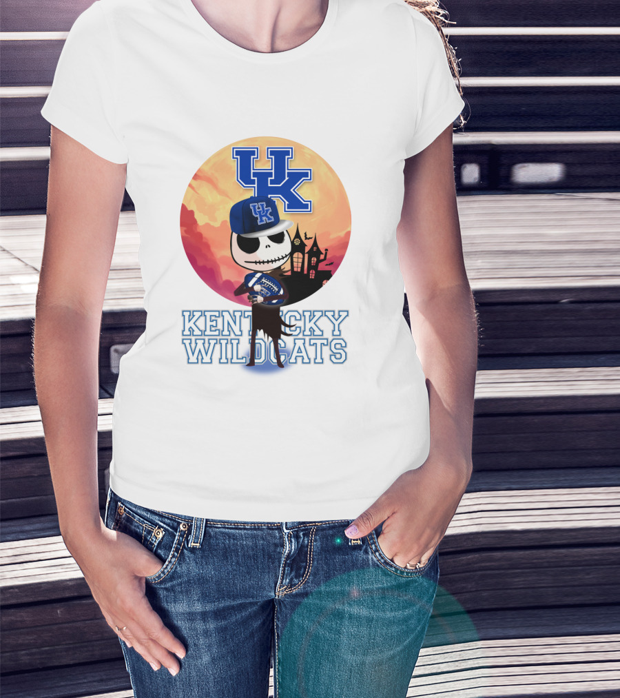 Kentucky Wildcats Skeleton With Uk Logo And Spooky T-Shirt