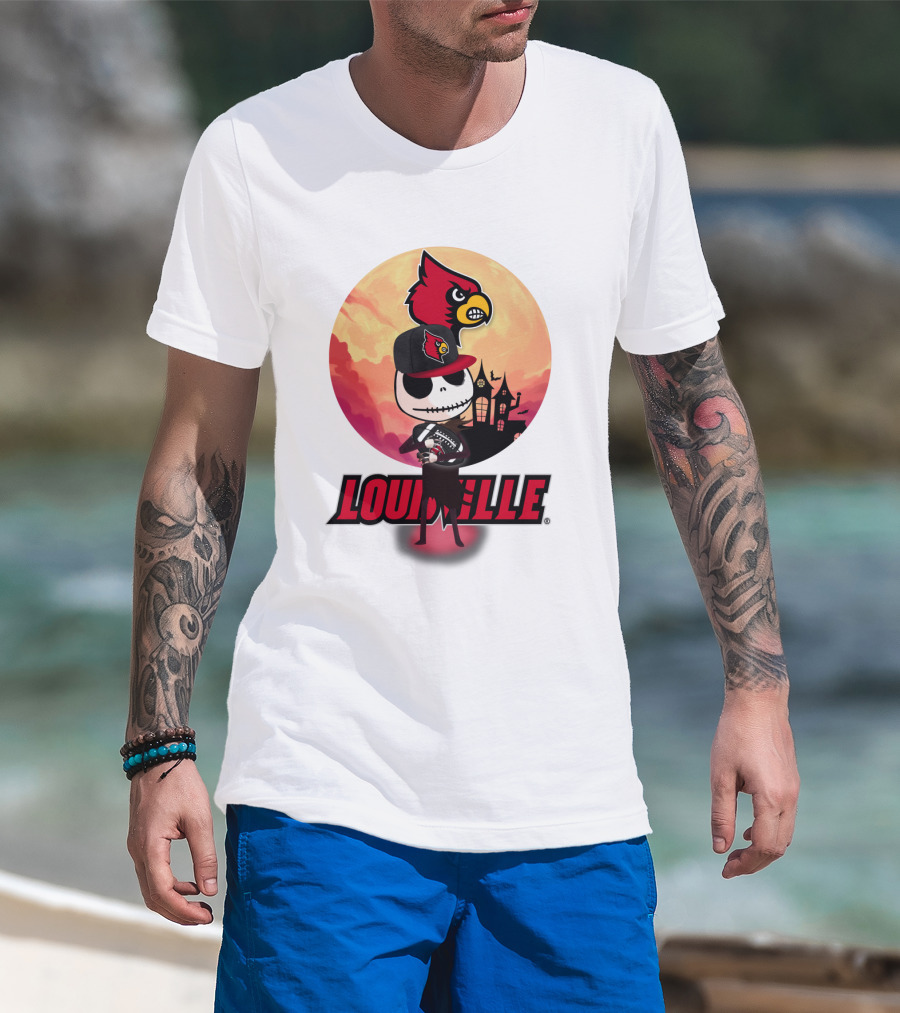 Louisville Cardinals Jack-O-Lantern Halloween Crossover Nightmare Before Christmas T-Shirt
