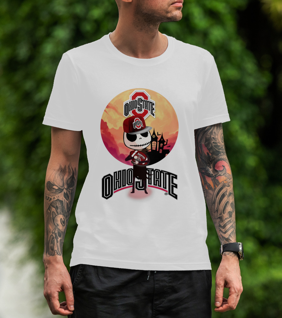 Ohio State Skeleton Character With Hat And Scarf T-Shirt