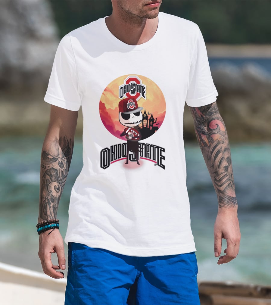 Ohio State Skeleton Character With Hat And Scarf T-Shirt