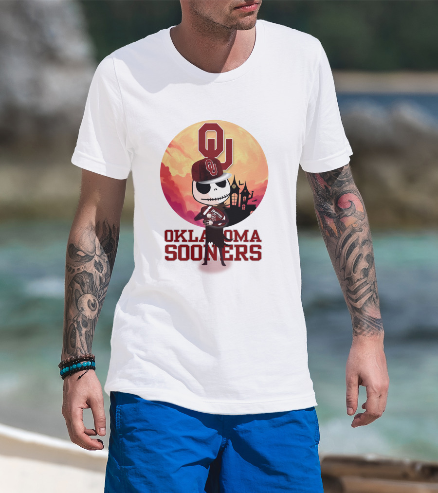 Oklahoma Sooners Jack Skellington Football Ou Halloween T-Shirt