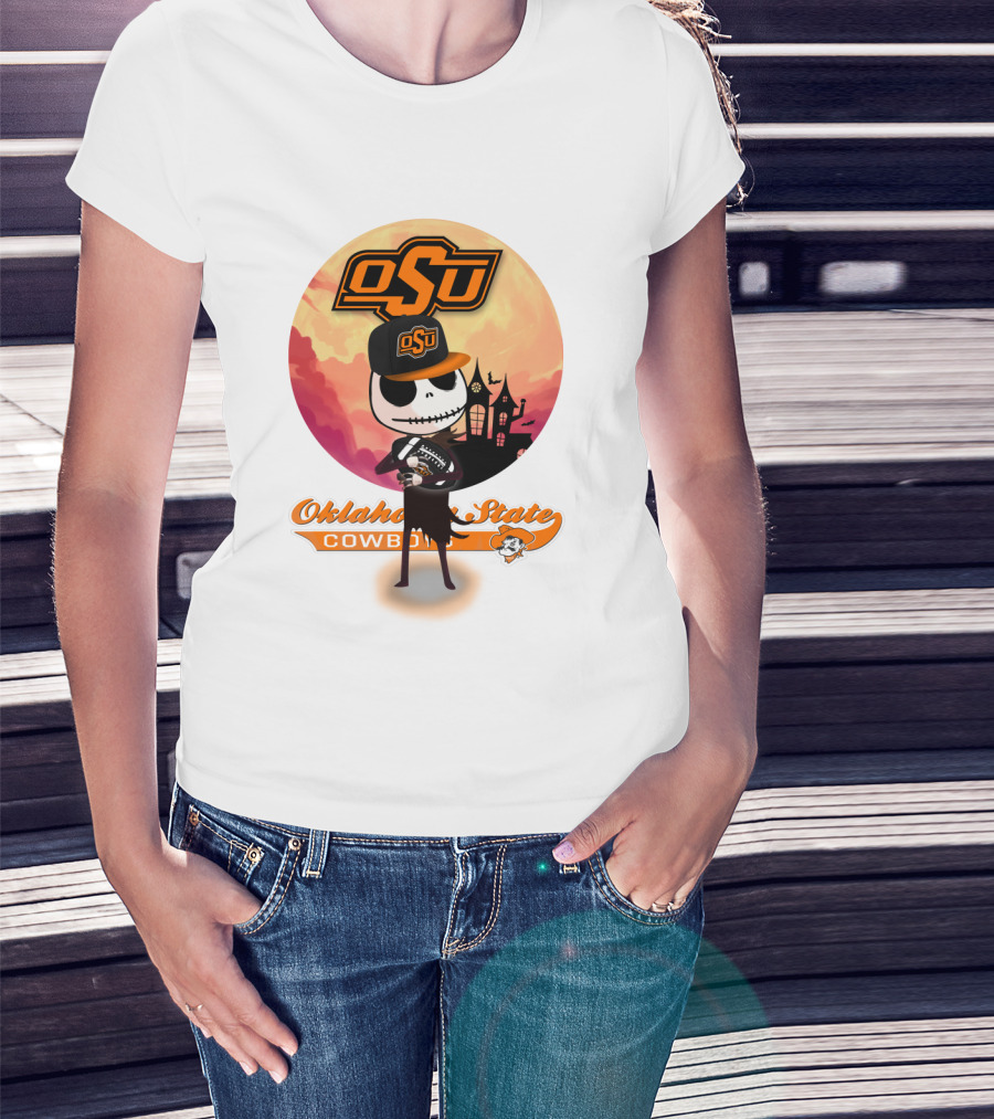 Osu Oklahoma State Cowboys Halloween Character Football T-Shirt