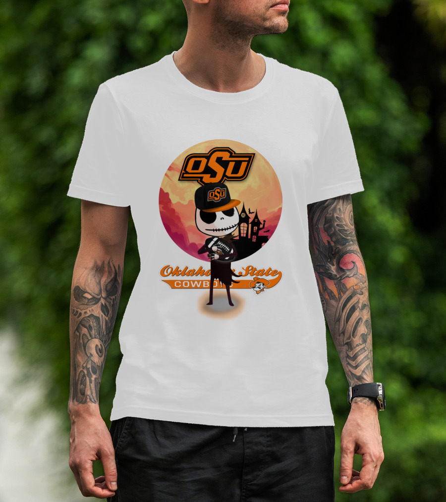 Osu Oklahoma State Cowboys Halloween Character Football T-Shirt