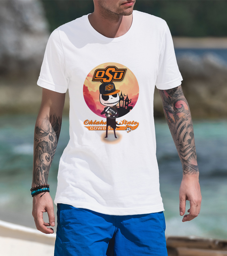 Osu Oklahoma State Cowboys Halloween Character Football T-Shirt