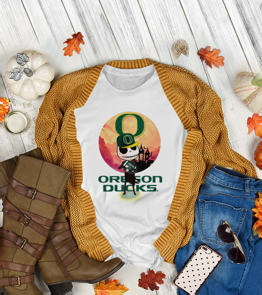 Oregon Ducks Halloween Skeleton O T-Shirt