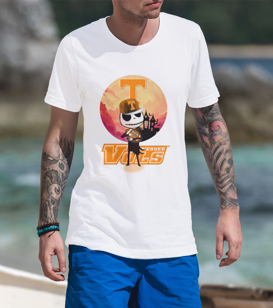 Tennessee Vols Jack Skellington Halloween Football T-Shirt