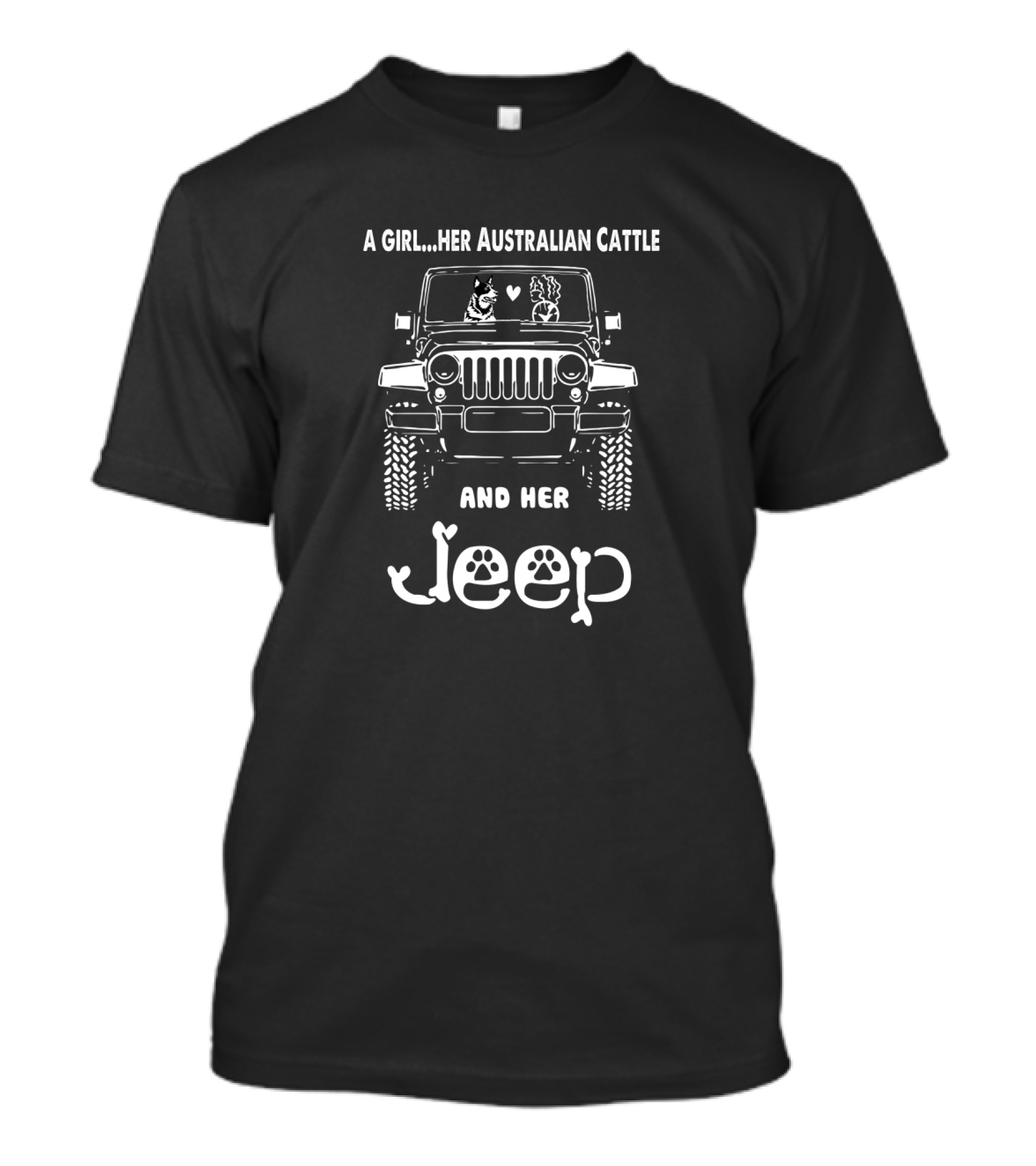 A Girl Her Australian Cattle And Her Jeep T-Shirt