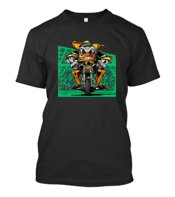 Oregon Duck Riding Motorcycle Bold 2007 Retro Style T-Shirt