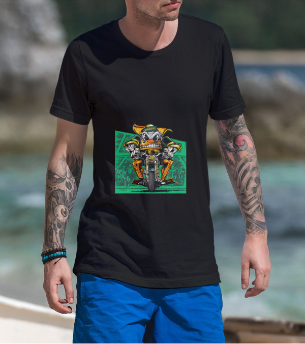 Oregon Duck Riding Motorcycle Bold 2007 Retro Style T-Shirt