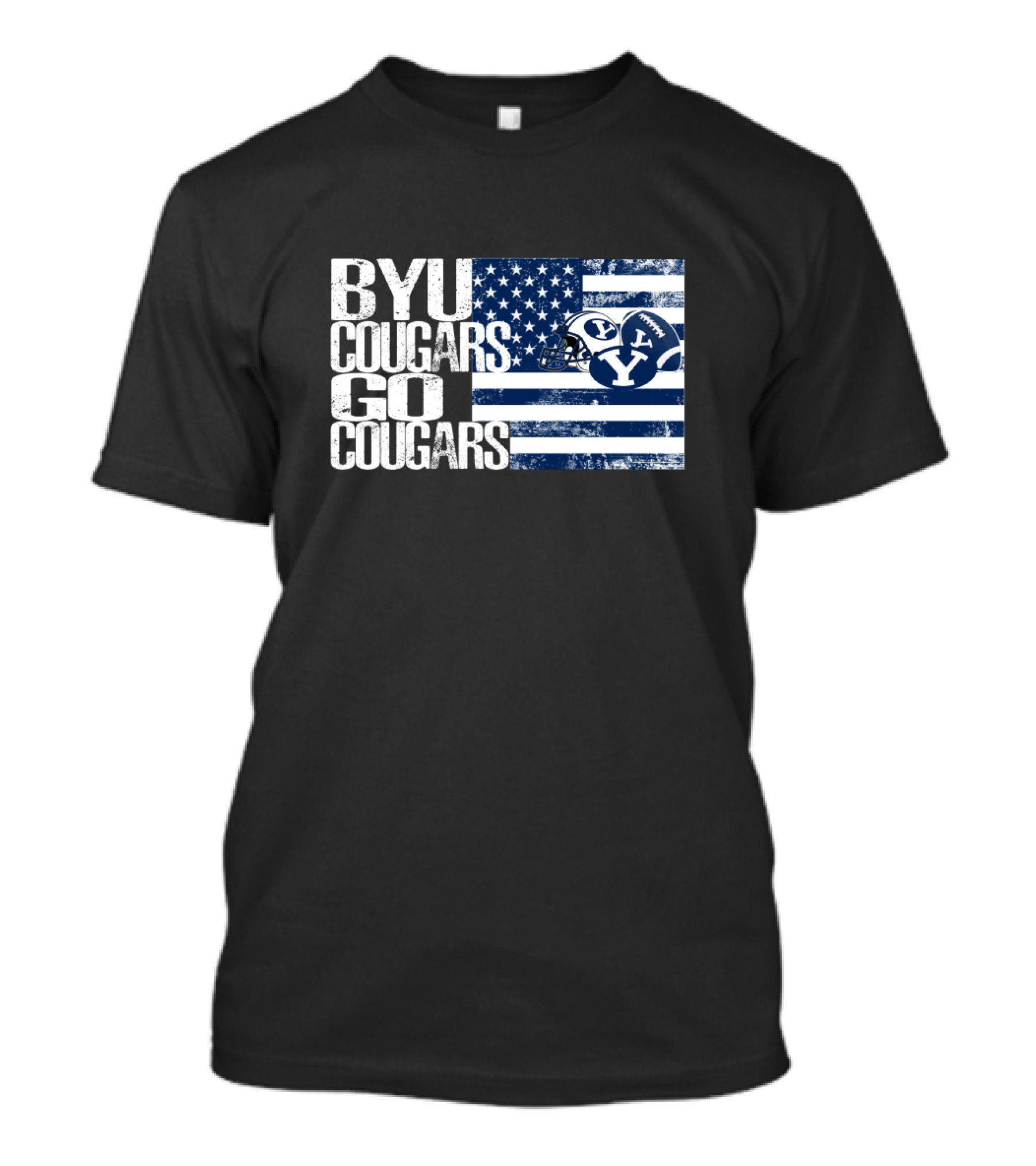 Byu Cougars Go Cougars American Flag T-Shirt