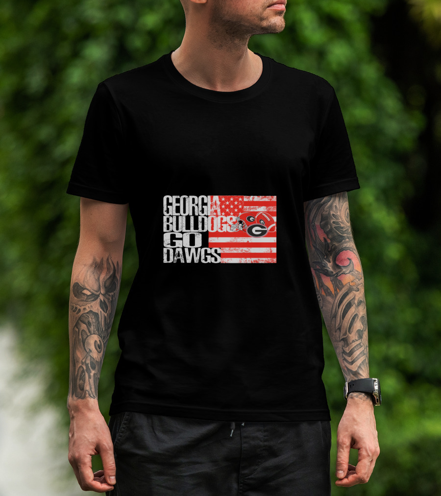 Georgia Bulldogs Go Dawgs American Flag T-Shirt